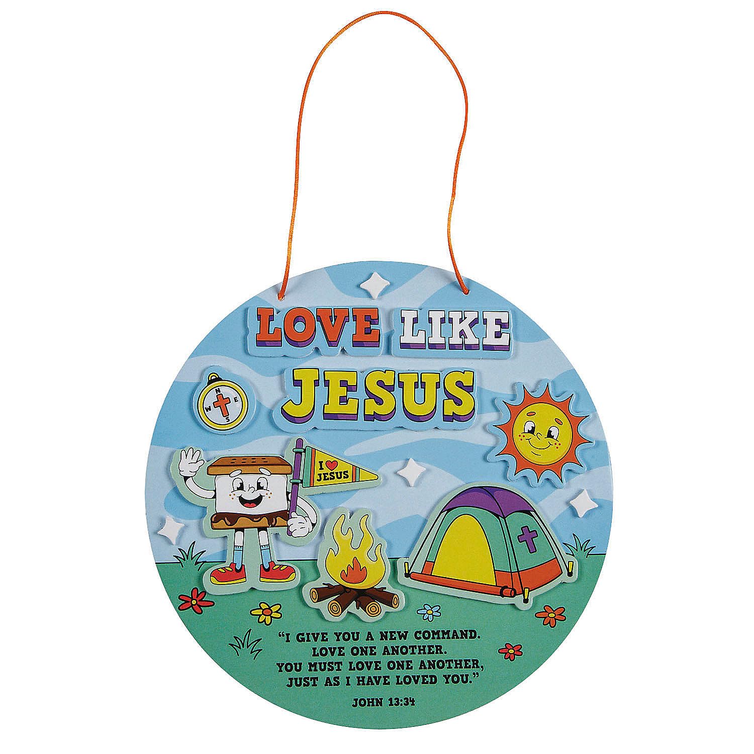 Fun Express Camp VBS Campground Foam Sign Craft Kit - DIY Craft for Kids - Ideal for Vacation Bible School Creative Projects & Group Activities - Perfect for Kids' Crafting Fun - 12 Pieces