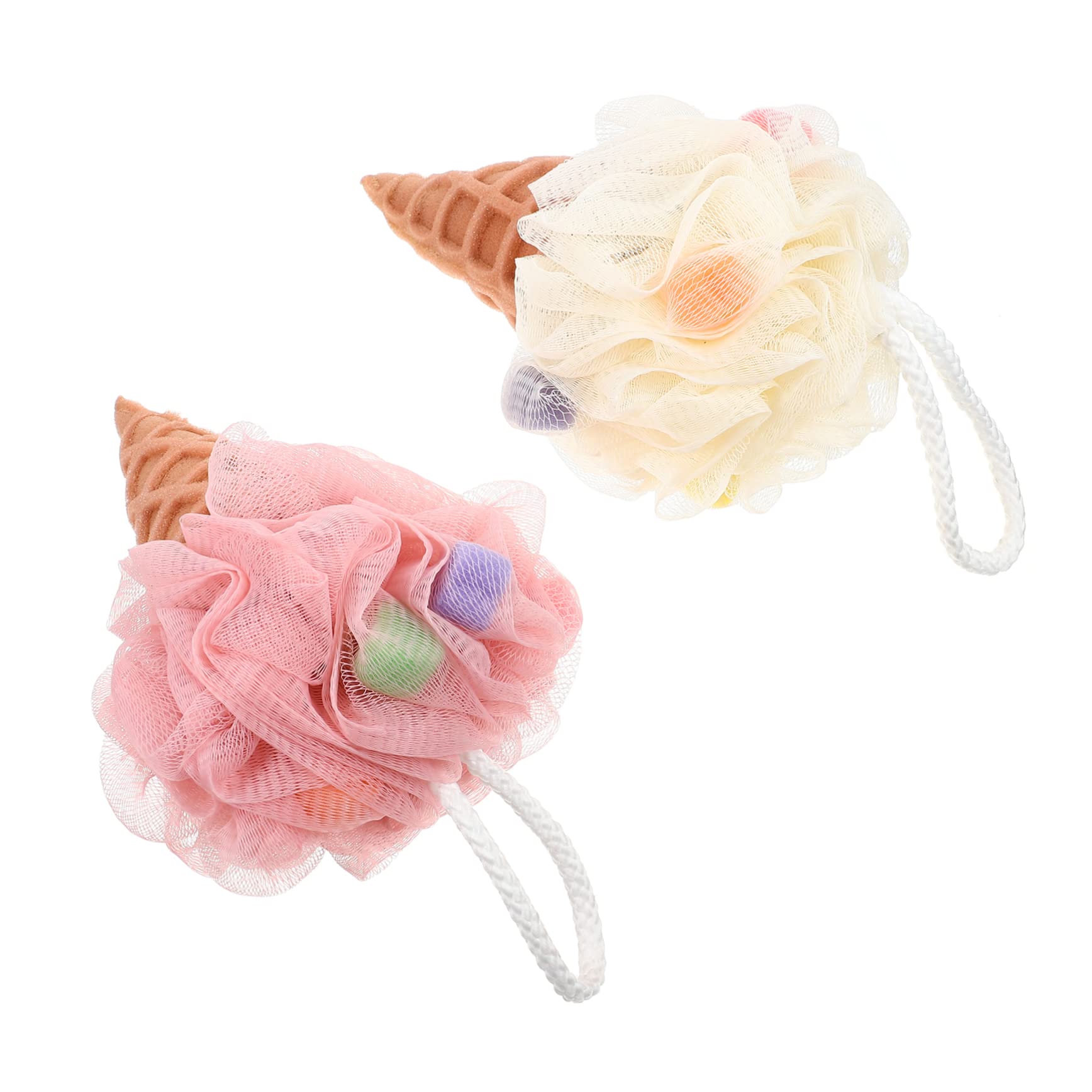 minkissy 2pcs Fruit Bath Ball Sponges for Body Bath Loofahs Bath Scrubber for Body Ice Cream Pouf Body Scrubber Portable Bath Sponge Adorable Bath Sponge Portable Loofah Sponge Bath Supply