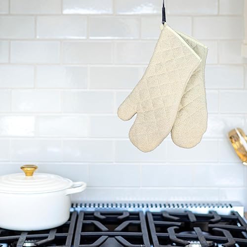 Miniatura 5 de Nouvelle Legende Guantes de horno acolchados de algodón de larga duración, protección contra el calor, 17 pulgadas, juego de 2