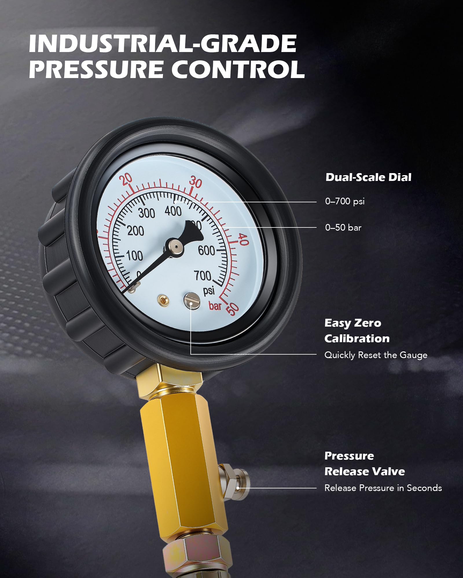 Orion Motor Tech Tester Compressione Motore 51-PZ. Kit di Prova Perdite Cilindri con Doppio Manometro Adattatori Tubi Flessibili e Attacchi Rapidi per Motori Benzina Diesel HDi TDCi e PD