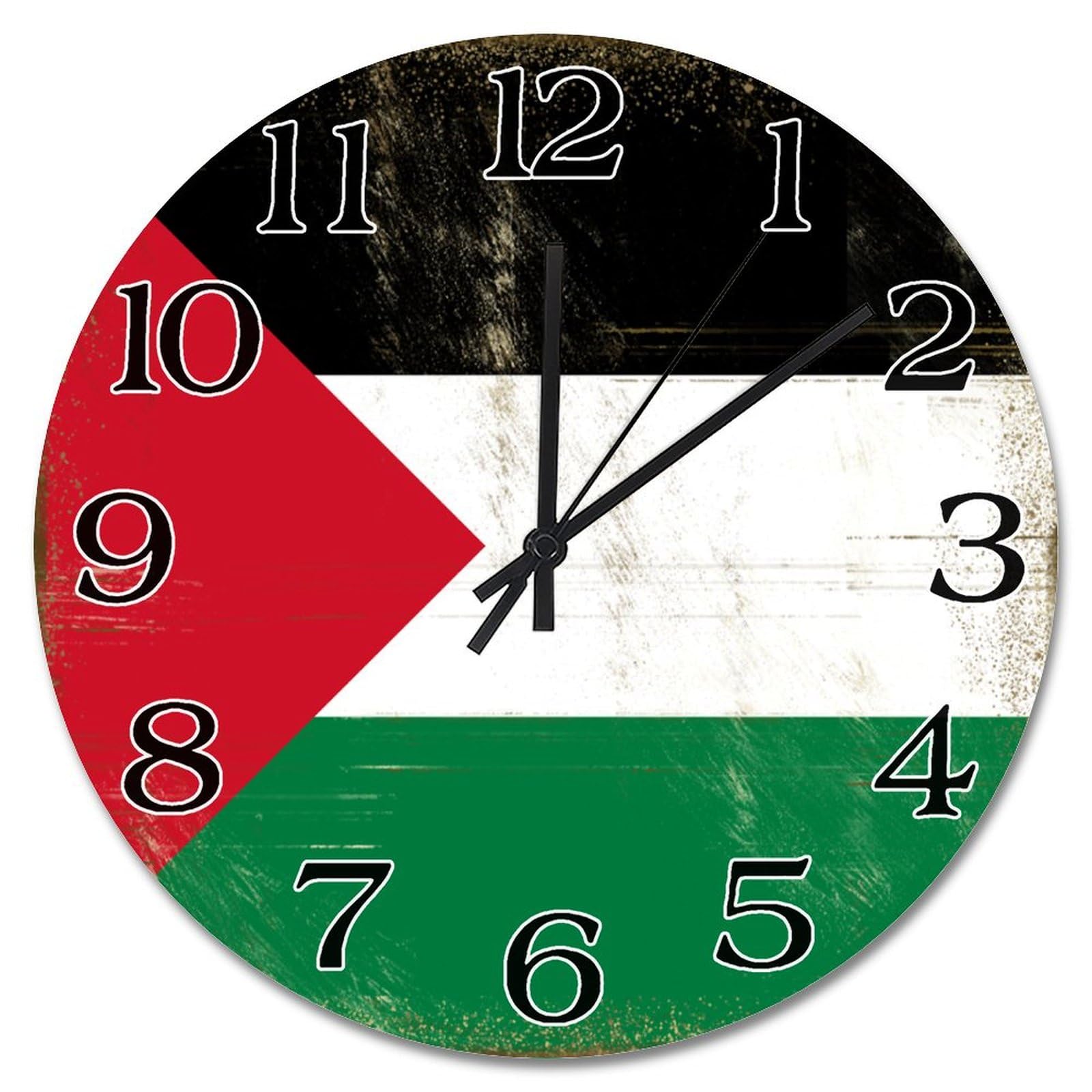 Horloge drapeau palestinien déco murale pour chambre et salon