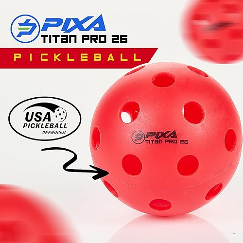Miniatura 2 de PIXA Titan Pro 26 Pickleball para interiores moldeado por inyección, aprobado por USAPA, juego de torneo, bolas de pickleball duraderas para