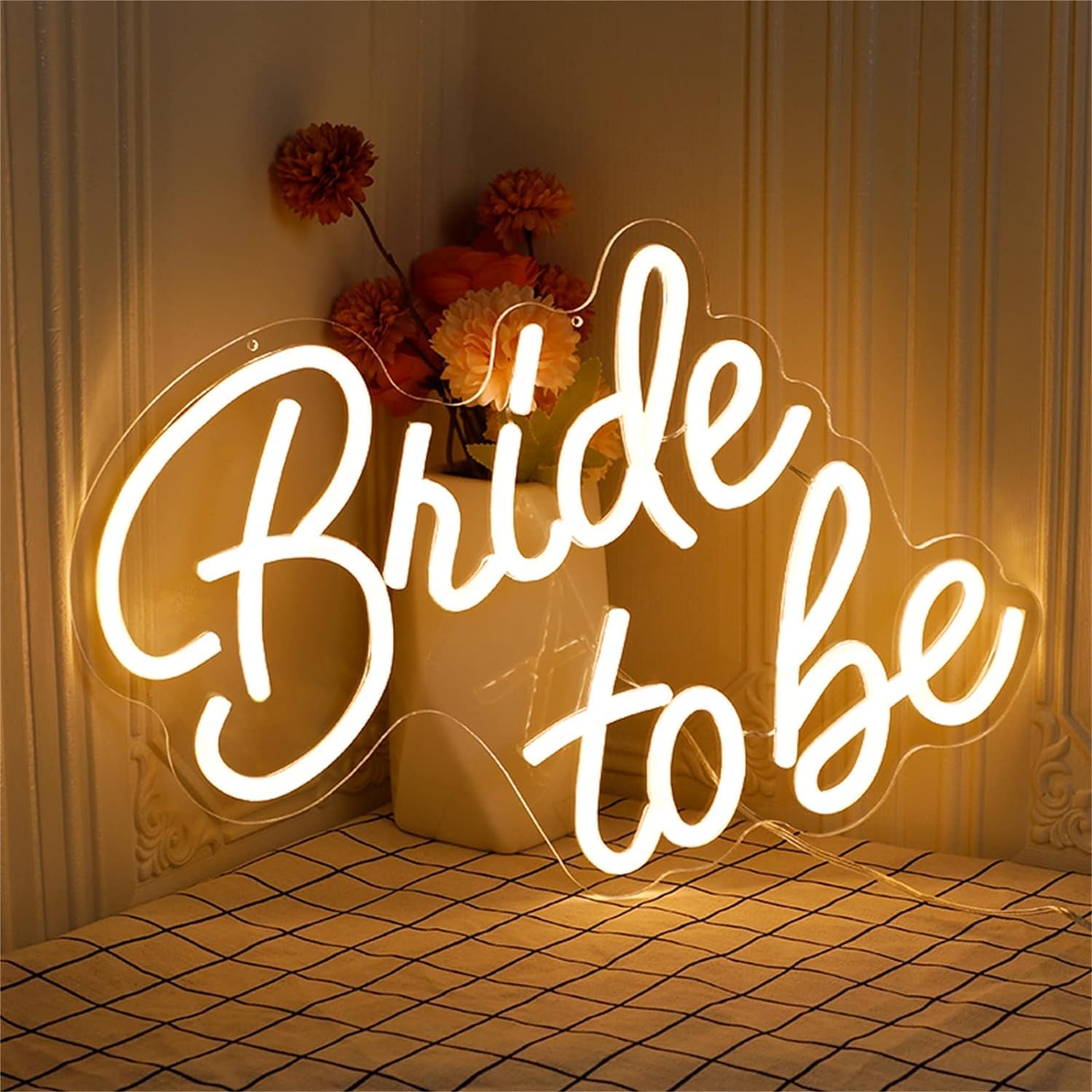 KIJyfgTR LED Neon Light Sign Bride to be Led Neon Signs, Wedding Party Room Decor USB Powered Acrylic LED Neon Lights 45X31cm