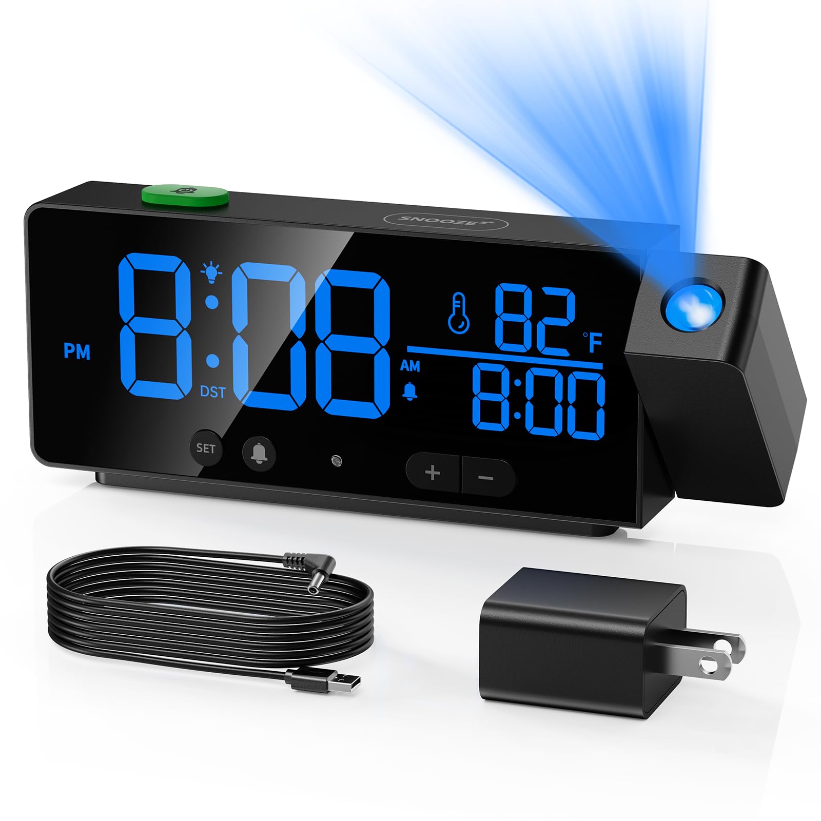 Projection Alarm Clock for Bedroom Ceiling with Auto Brightness Adjustment