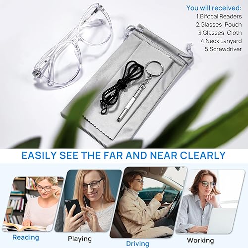 Miniatura 6 de Anteojos de lectura bifocales para mujer, con bloqueo de luz azul, lectores de computadora 1.0 1.25 1.5 1.75 2.0 2.25 2.5 2.75 a 3.5