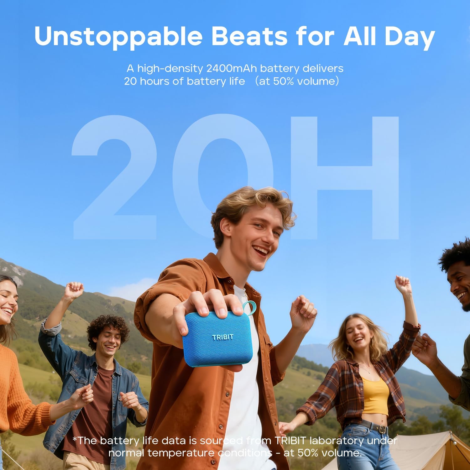 Tribit PocketGo Bluetooth Shower Speaker, IP68 Waterproof/Dustproof, Portable Speaker with 20H Playtime, Wireless, BT6.0, Supports TF Card, Electronics for Travel/Outdoors/Home (Blue) - Image 3