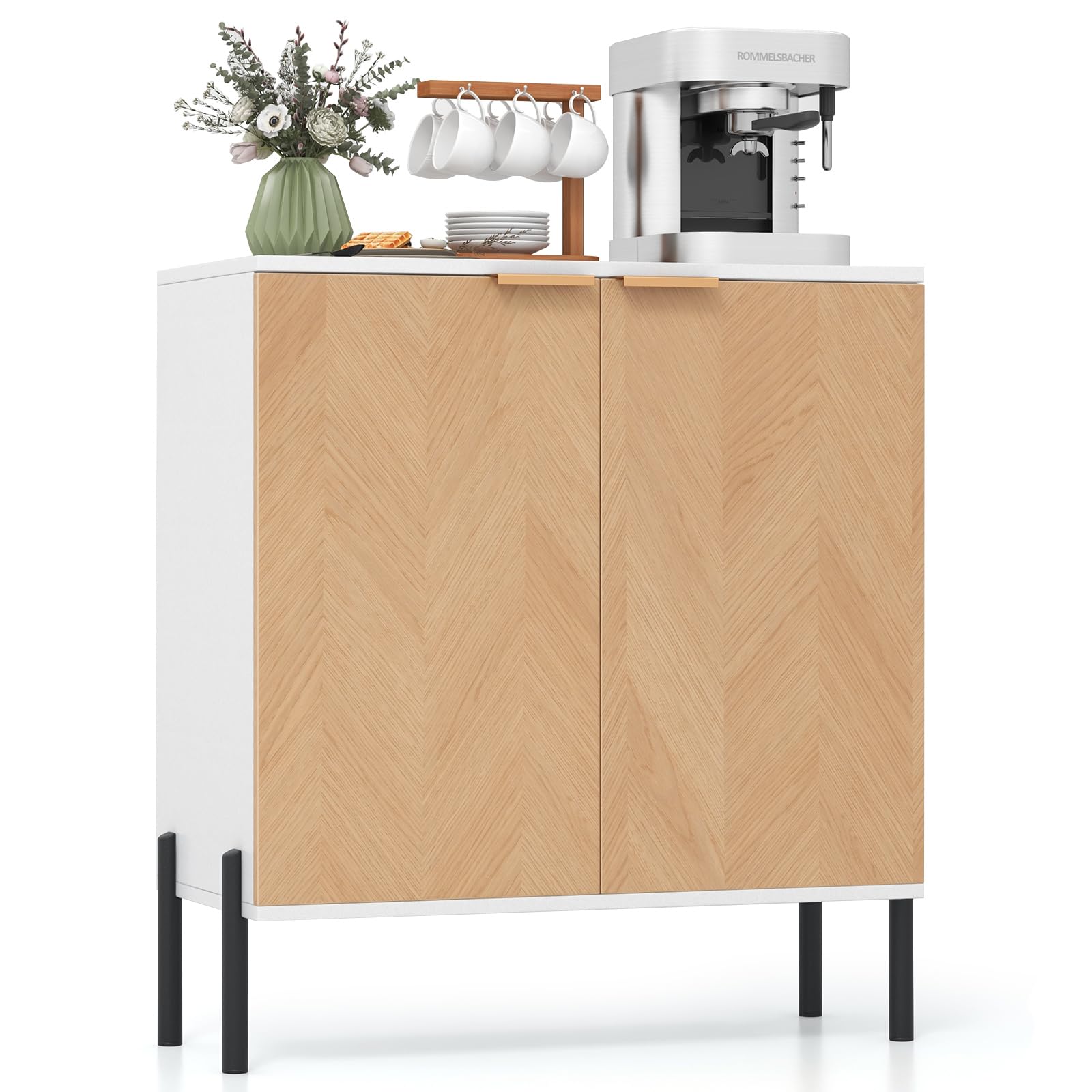 IFANNY Buffet Cabinet with Storage, Modern Sideboard with Doors, Wood Buffets & Sideboards w/Metal Legs, Accent Cabinet for Kitchen, Dining Living