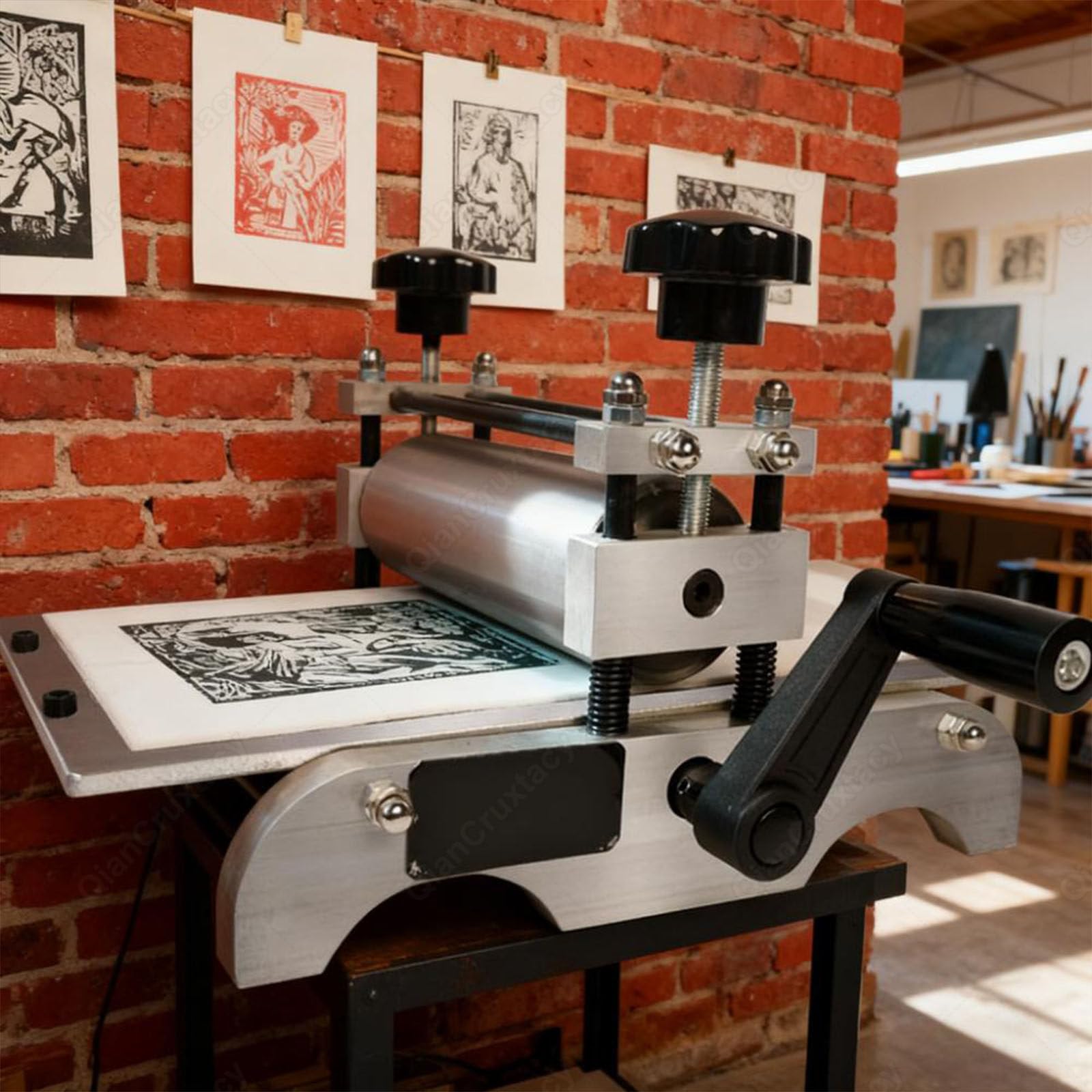 Machine d'impression et de Gravure Manuelle, Presse Manuelle pour héliogravure, Typographie et Eau-Forte, Conçue avec Un Cadre en Aluminium pour Une stabilité optimale