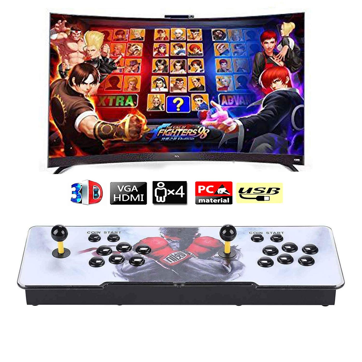 VEGAMED 4300 Games in 1 Pandora's Box Arcade, 3D Arcade Game Console with 2 Joysticks, 1280x720 Full HD, VGA, HDMI, Suppor...