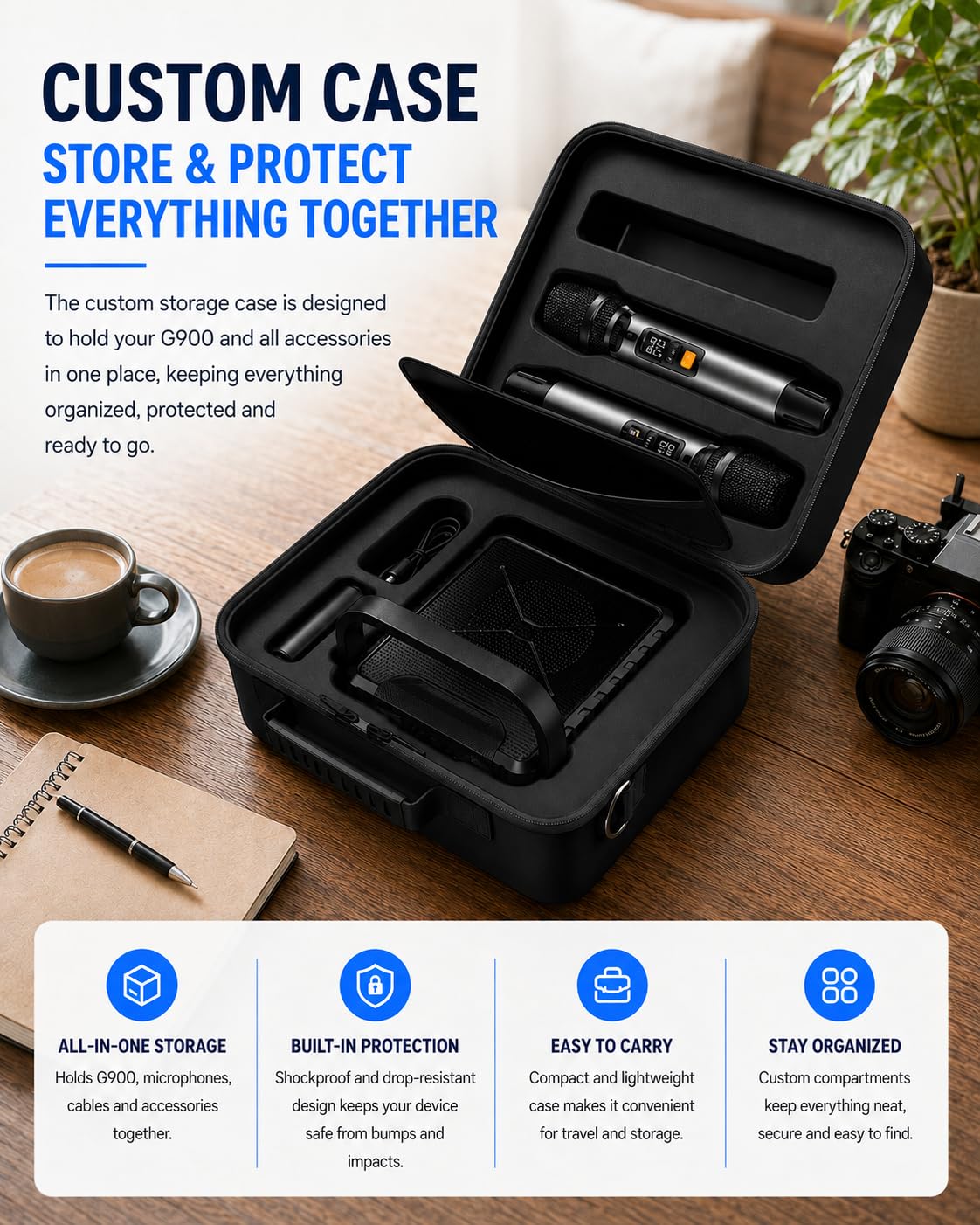 Amplificateur De Voix Portable avec Microphones sans Fil UHF et Sac de Transport,Machine Karaoké avec Renforcement des Basses, USB/TF/AUX/FM,Enceinte Bluetooth pour Adultes et Enfants
