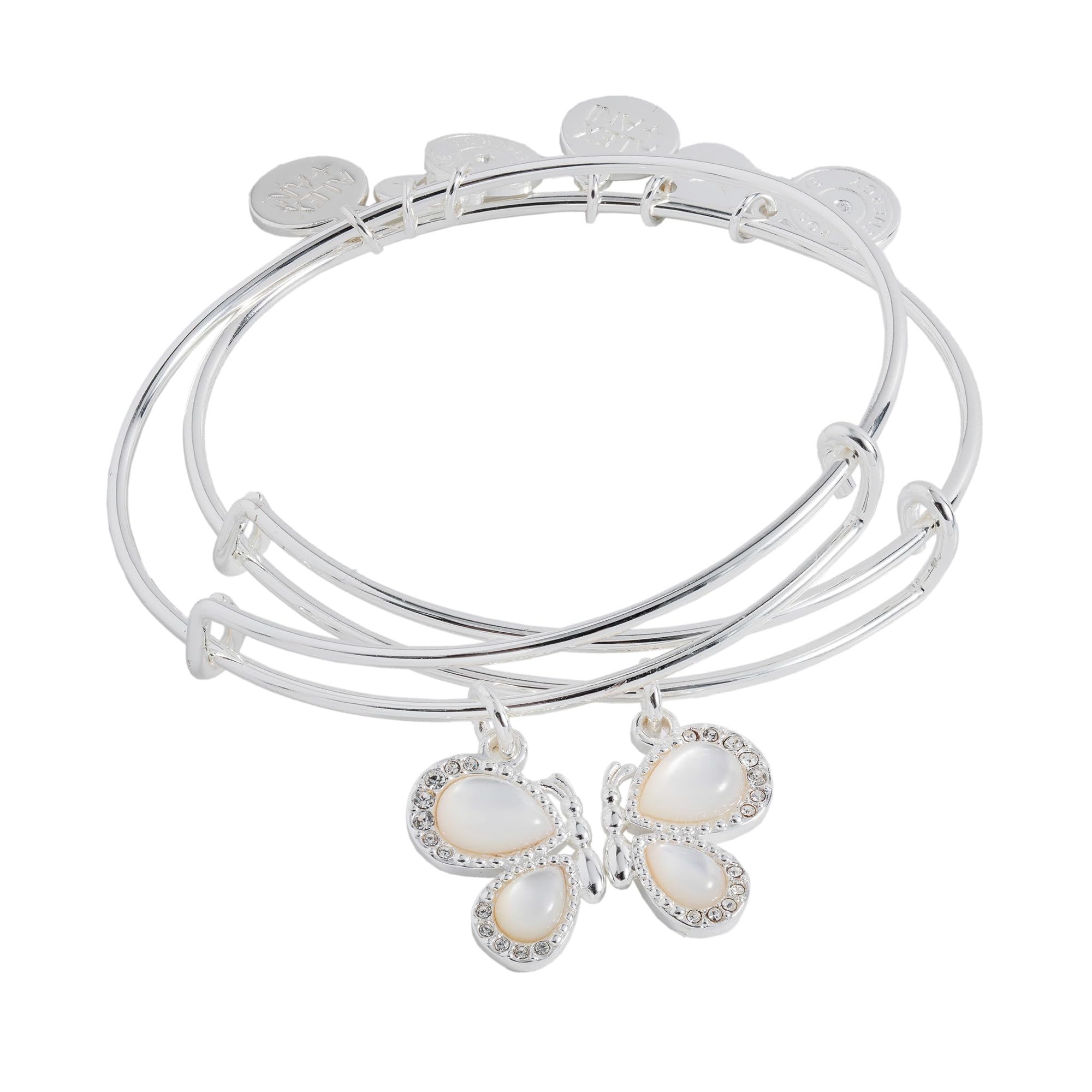 Alex and Ani Butterfly Mother of Pearl Huggie Hoop Earrings