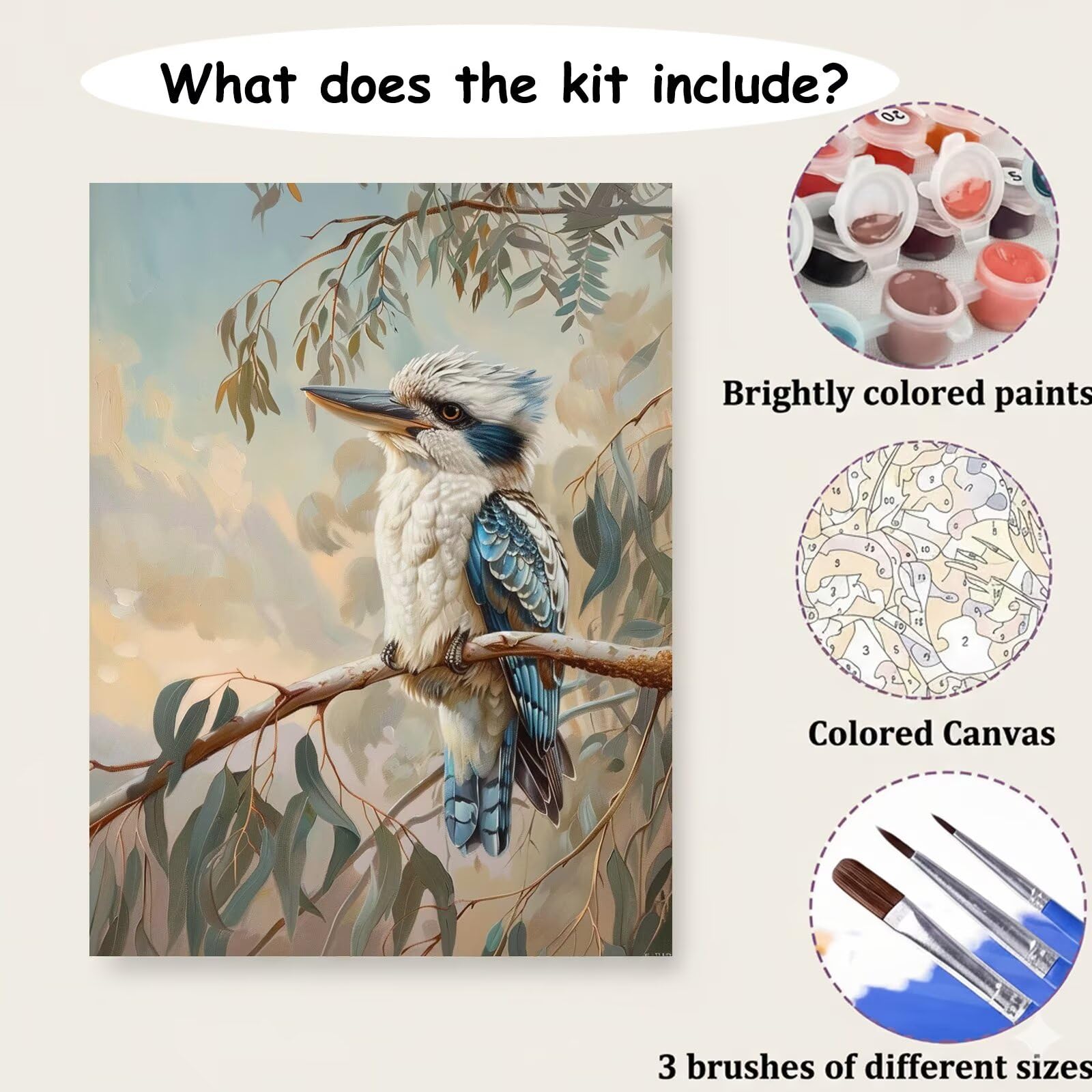 Dipingere con i Numeri Adulti Animale, Kit di Pittura a Olio su Tela DIY con Pennelli Pittura a Pigmento Acrilico, Paint by Numbers Bird Disegno, Decora la Casa Regalo 70x100 cm (Senza Cornice)-#807k