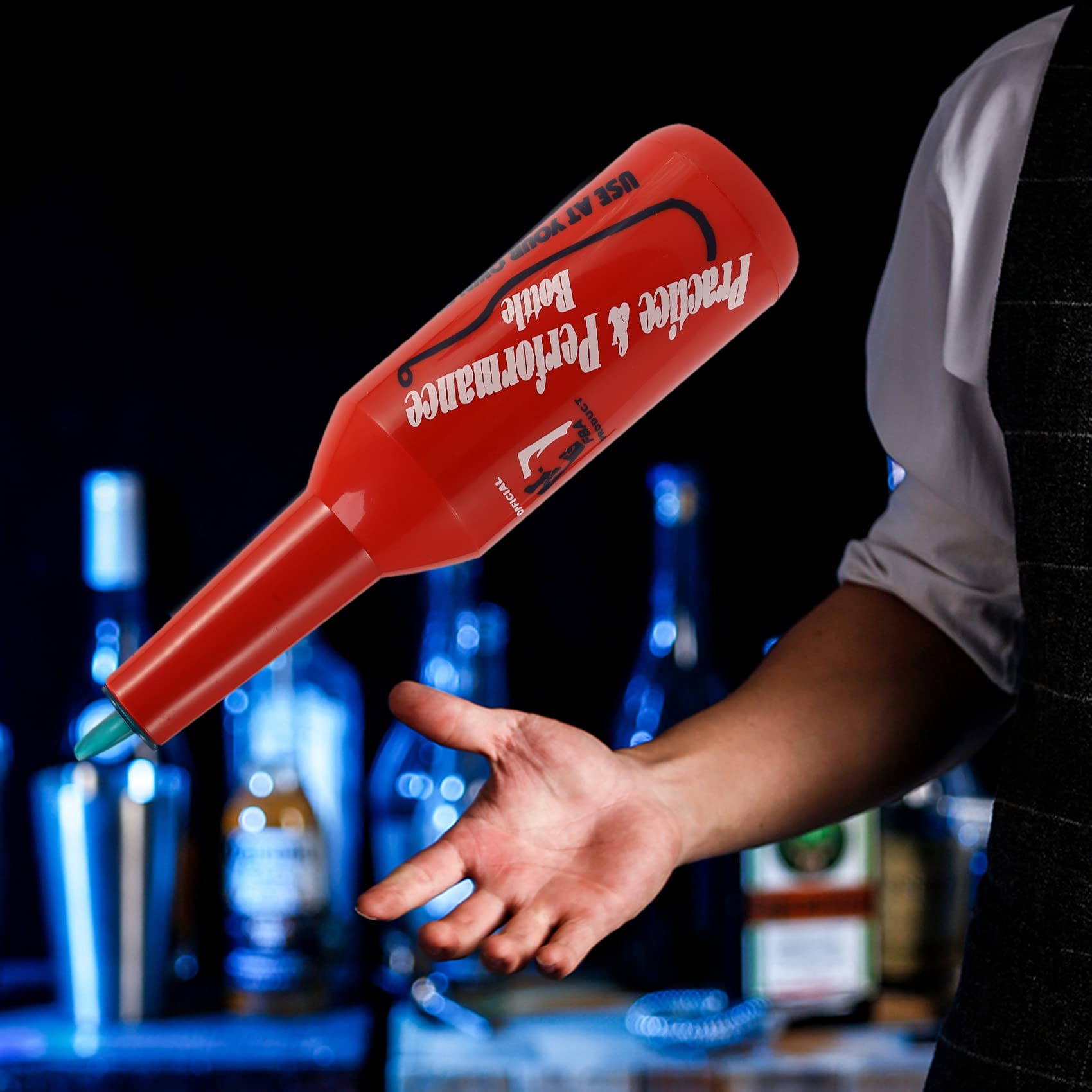 Flair - Bottiglie per esercitazioni da , bottiglia per cocktail da , bottiglia per liquori Flair Bartender Training Performance, shaker per vino e cocktail, rosso