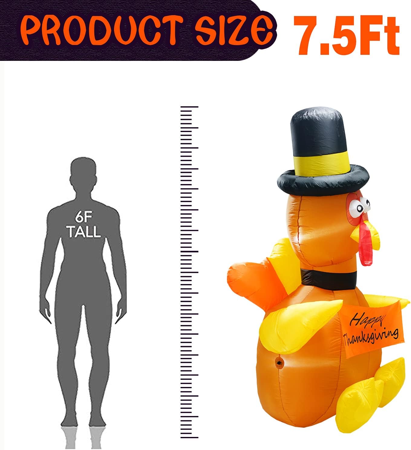 Bеѕt Cуbеr Dеаlѕ 🔥 PARAYOYO 7.5Ft Thanksgiving Day Decoration Inflatable Turkey Decorations for Home Yard Lawn Outdoor Indoor