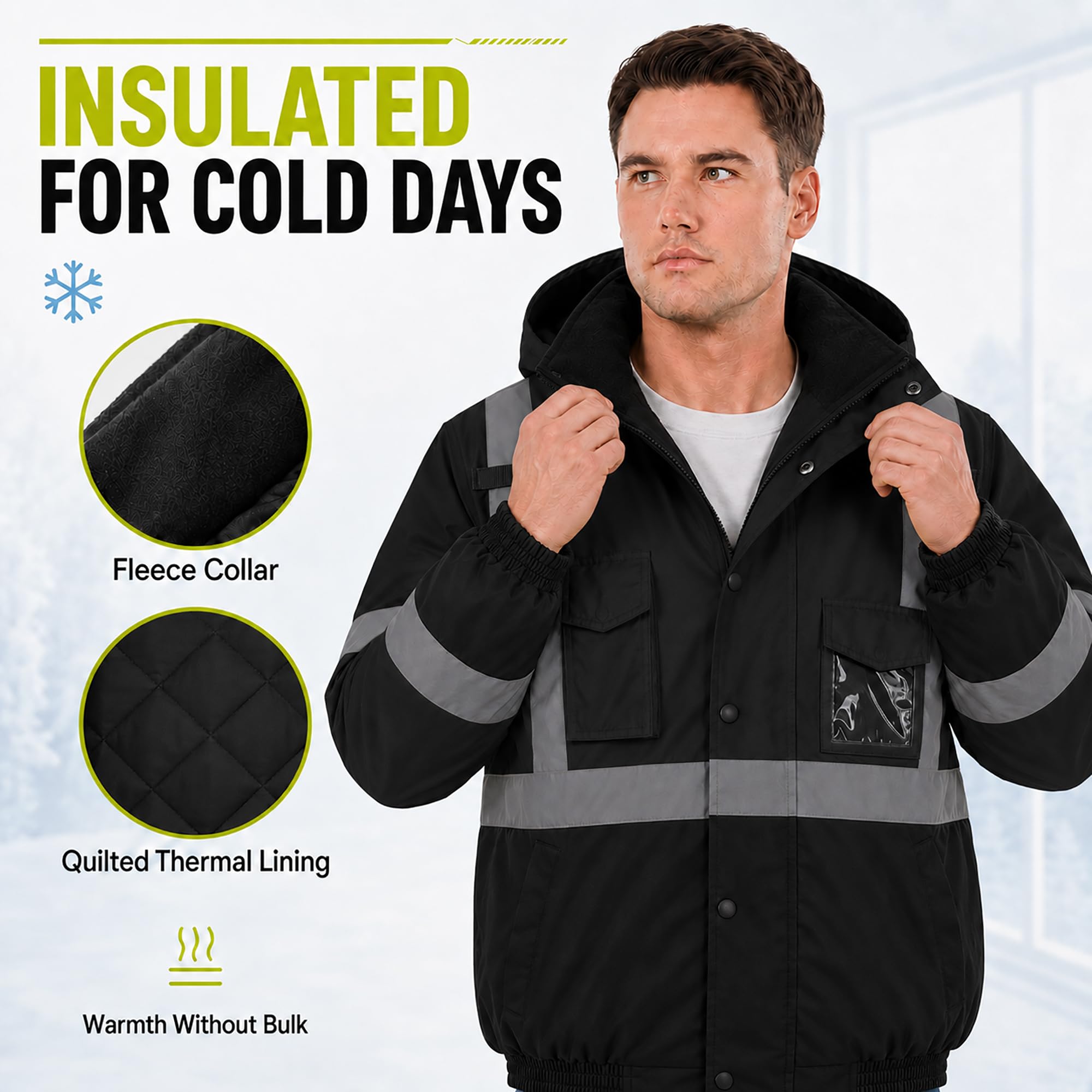 SKSAFETY Hi Vis Safety Bomber Jacket for Men, High Visibility