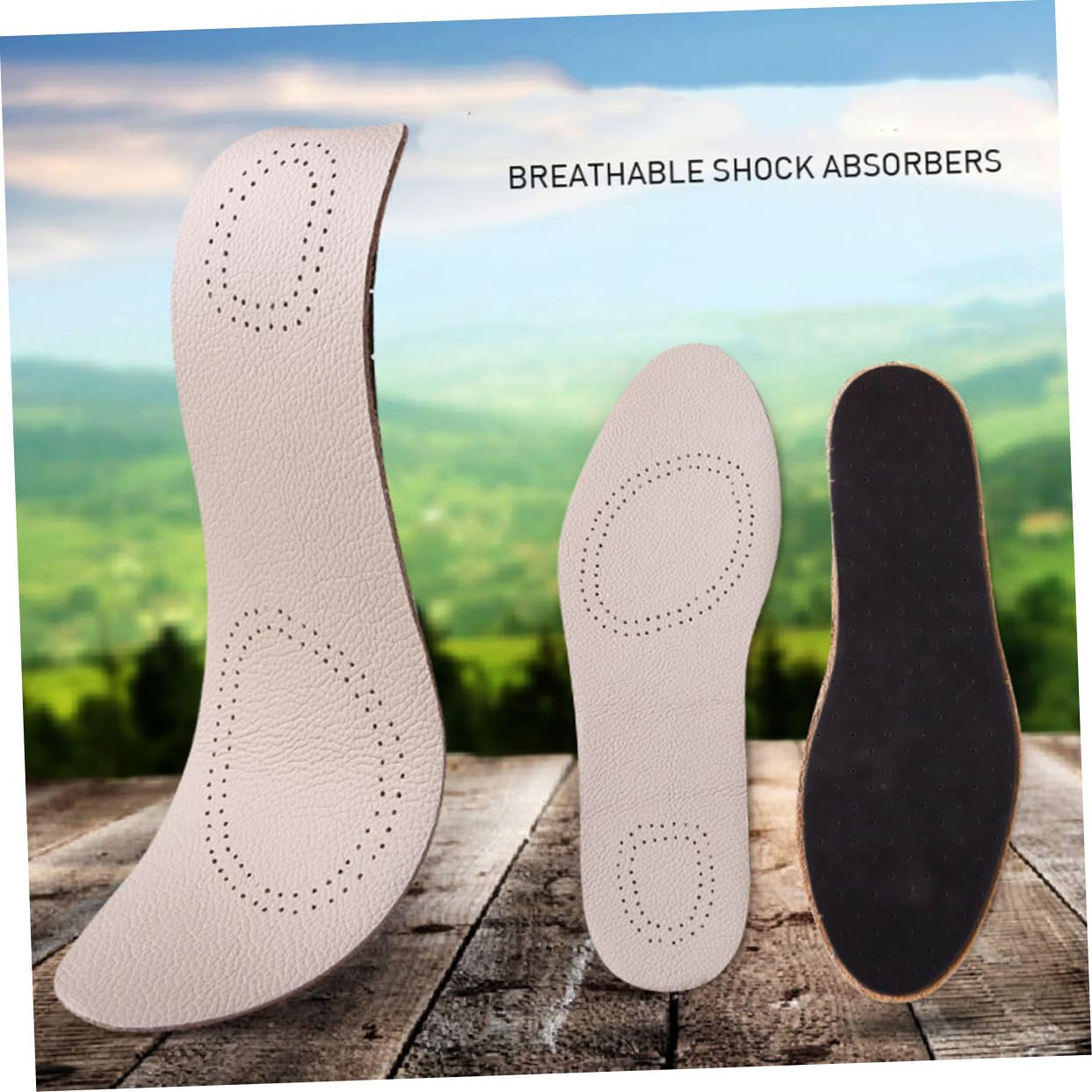 COOLHIYA 1 Pair Breathable Insoles Leather Shoe Inserts Breathable Shoe Pads Anti Fatigue Shoe Cushion Thin Shoe Insoles Leather Shoe Pads Massaging Shoe Inserts Refreshing White