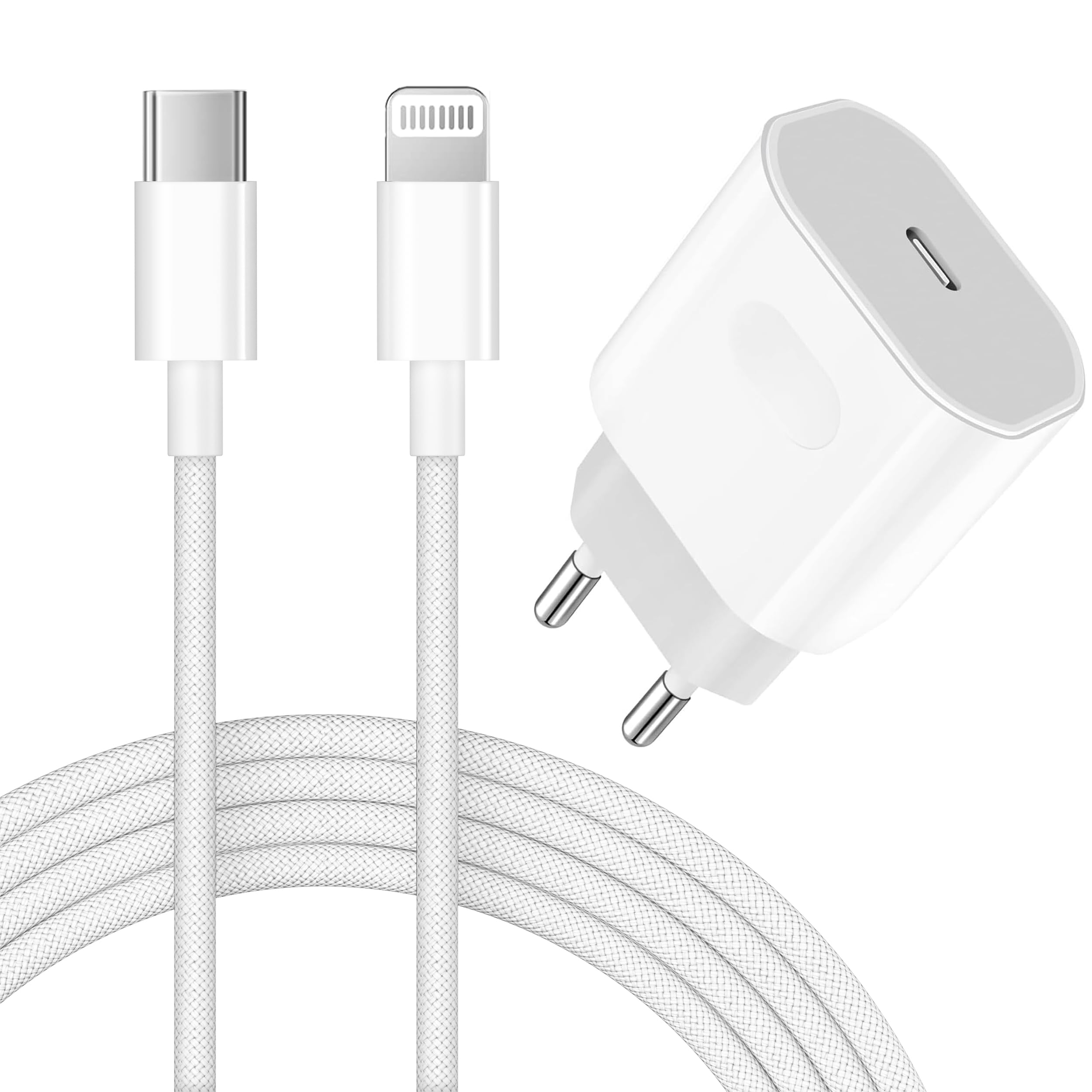 iPhone Schnellladegerät Schnellladekabel Apple MFi Zertifiziert 25W USB C Ladegerät mit 1m Lightning Ladekabel für iPhone 14 13 12 11 Pro Max Mini Plus SE X XR XS 8 6