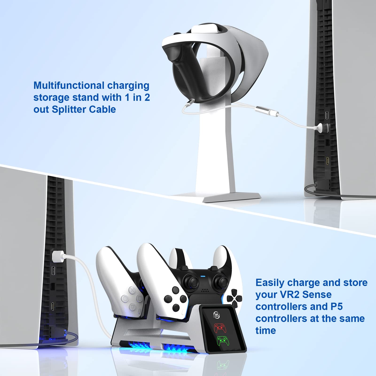 Supporto della stazione di ricarica del controller e set di cavi di ricarica per PS5 Elite, supporto di visualizzazione del caricabatterie della maniglia, controller di gioco VR Accessori di ricarica