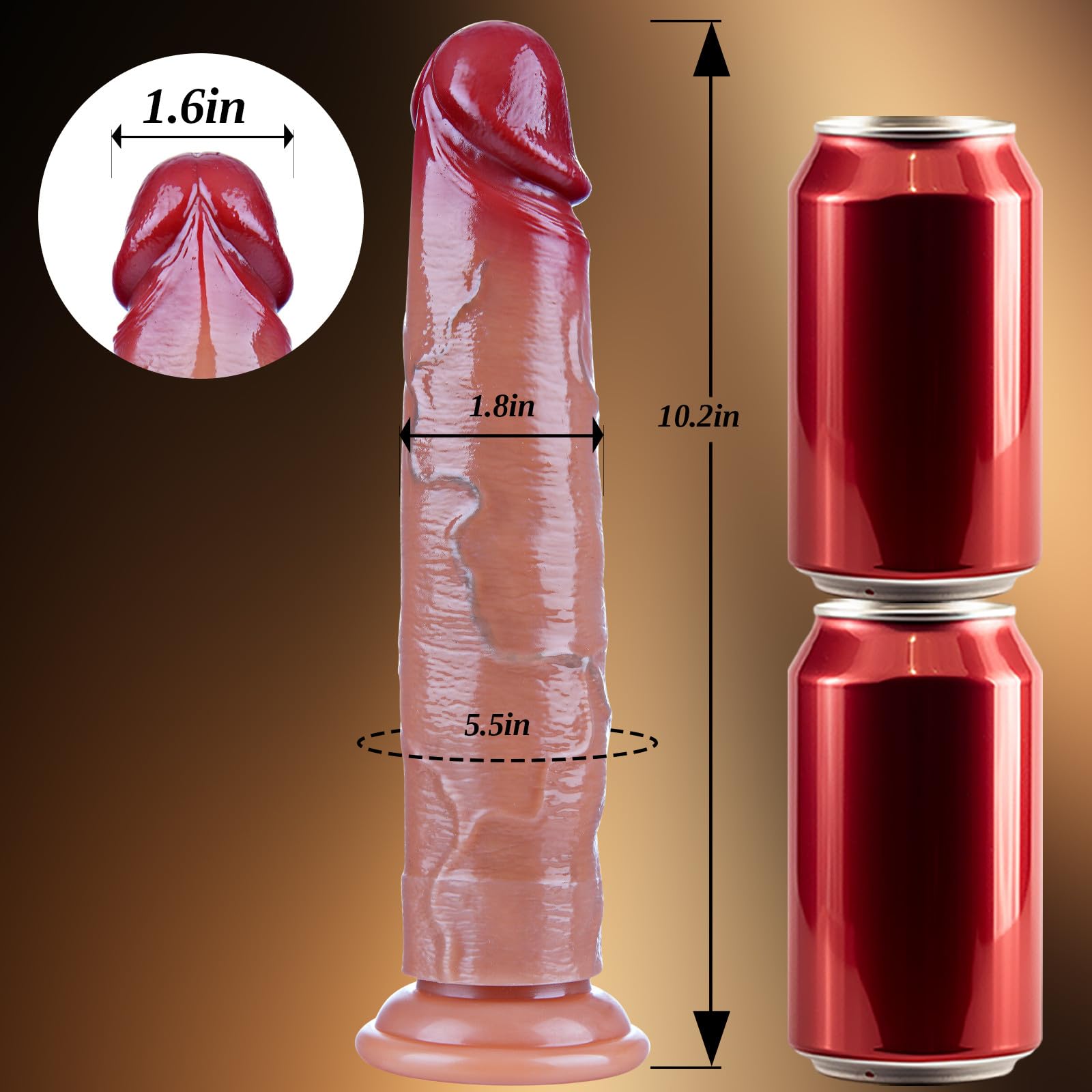 Fallo gigante realistico da 26 cm con pelle scivolosa e dildo in silicone a doppia densità ispessito Fallo grasso punto G con forte ventosa per uomini e donne Fallo strap-on per sesso vaginale o anale
