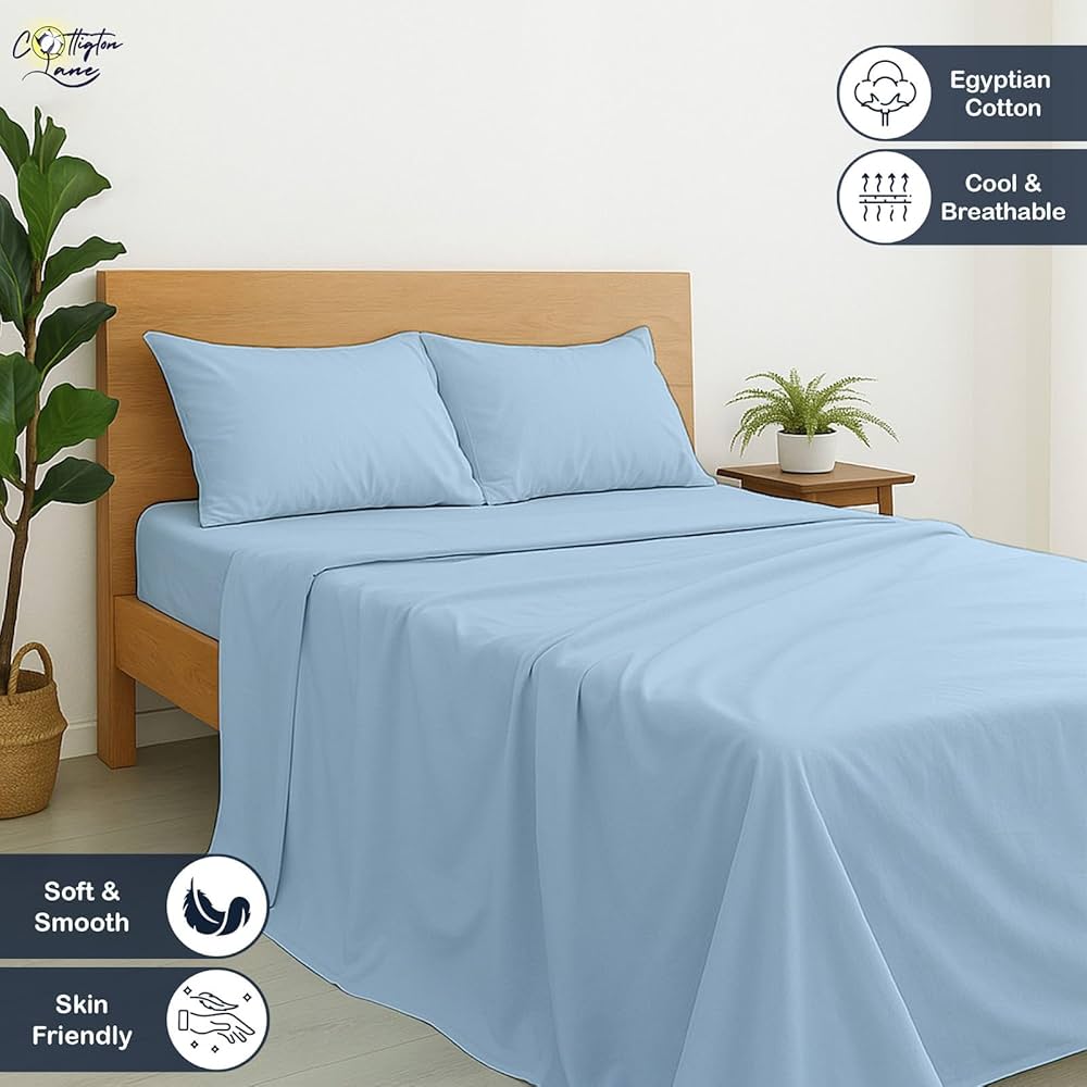 クイーンサイズ　エジプト綿シーツセット Amazon｜Cottington Lane プレミアム品質 100%エジプト綿 4