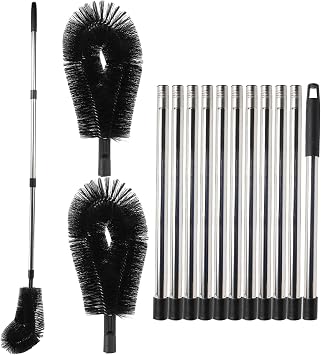 14 FT Adjustable Telescopic Gutter Cleaning Tool with 2 Brush Heads