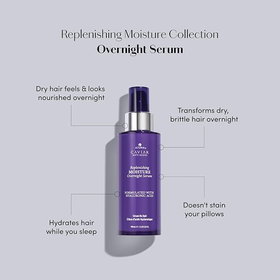 Alterna Caviar Anti-Aging Replenishing Moisture Overnight Serum 3.4oz | Leave In Hair Treatments for Dry, Damaged Hair |Nourishes, Restores with Humidity & Heat Protection