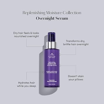 Alterna Caviar Anti-Aging Replenishing Moisture Overnight Serum 3.4oz | Leave In Hair Treatments for Dry, Damaged Hair |Nourishes, Restores with Humidity & Heat Protection