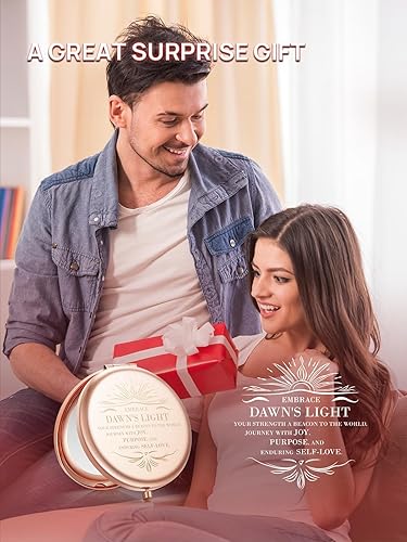 Miniatura 6 de OMIRO Espejo compacto con aumento 1X/10X, corona pequeña, espejo de maquillaje de bolsillo grabado, regalo para mujer y mamá (oro rosa) Oro rosa