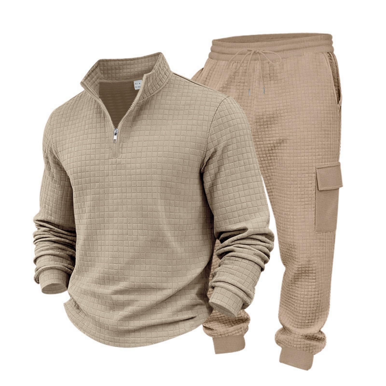 Generisch Herren Jogginganzug Set 2-Teiliger Einfarbig Trainingsanzug | Langarm Sweatshirt mit 1/4 Reißverschluss & Jogginghose,Regular Fit,2-teiliger Tracksuit,für Training,Gym,und Freizeit