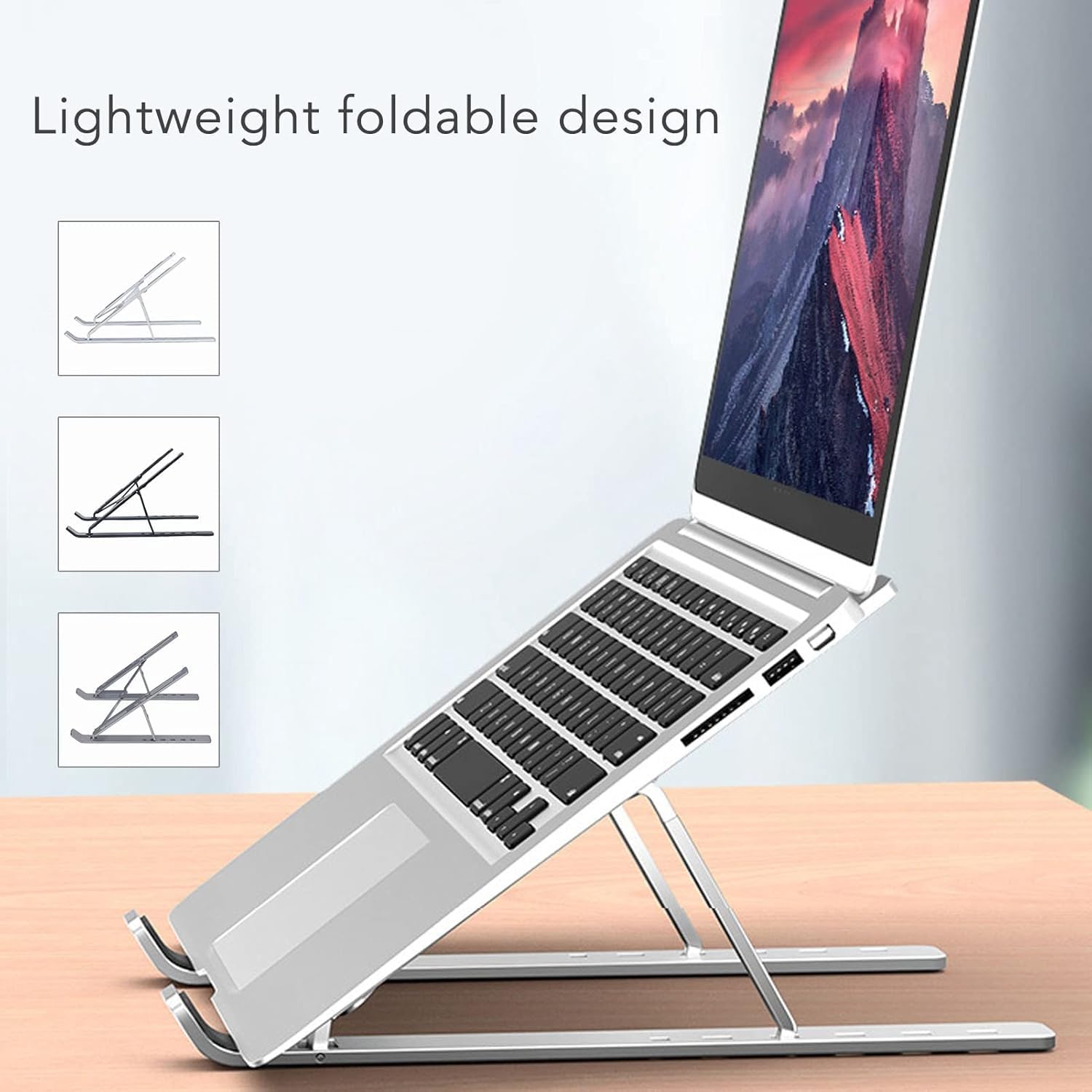 Laptop Bracket | Aluminum Alloy Heat Dissipation & Height Adjustment Desktop Stand for Desktop, Phone, Tablet | Portable 28cm Foldable 13-Speed | Lightweight 215g 7 71uuMOASRfL. SL1500