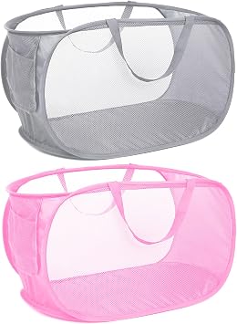 Collapsible Laundry Baskets, 2 Pack Pop Up Laundry Hamper, Foldable Dirty Clothes Hampers for Laundry