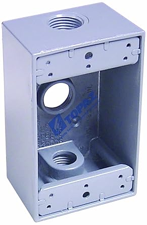Topaz Electric WB2350 1/2-Inch 3 Hole Weather Proof Box, Grey Two Gang