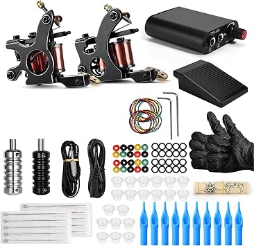 Tattoo Machine Kit Tattoo Power Supply Tattoo Ink Tattoo Needle Professional Tattoo Machine Kit for Beginner Starter