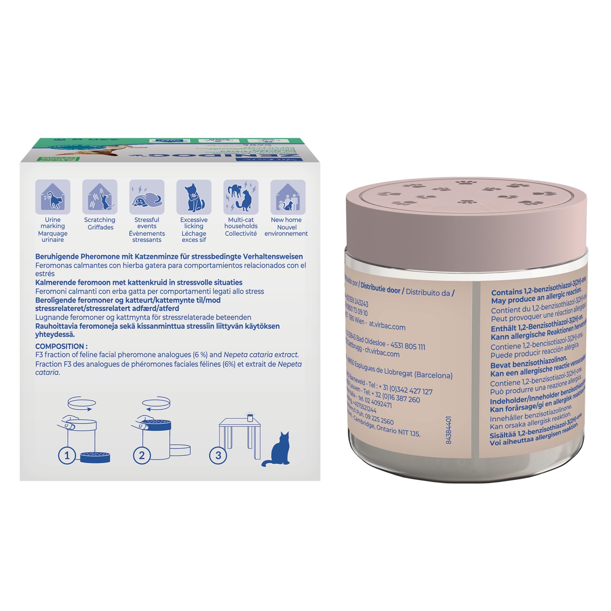 VIRBAC 230 gr, diffusore di feromoni calmanti in Gel, con Erba gatta, per comportamenti legati allo Stress