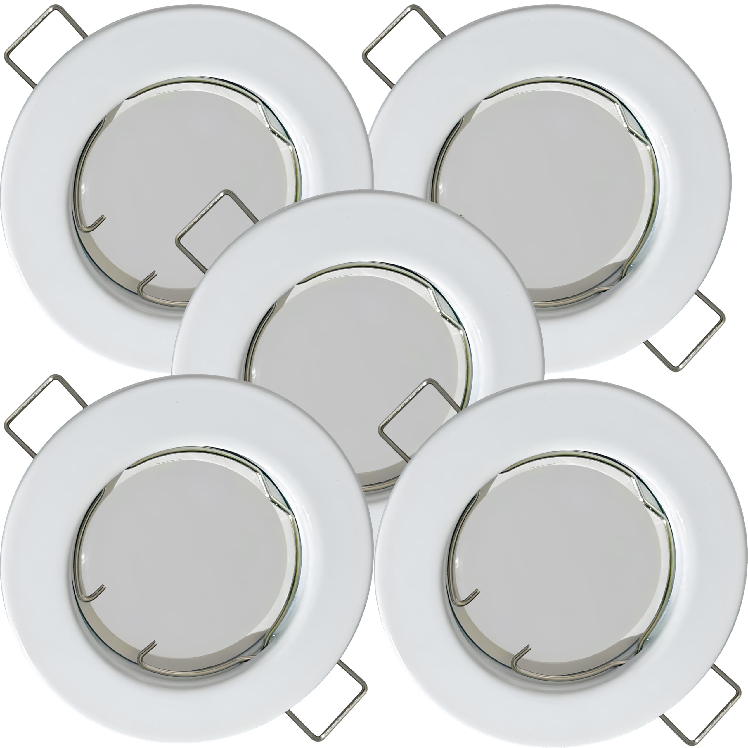 5er Set SMD LED Einbauleuchte: flaches Design mit Milchglas, modern, 5W, 400 Lumen, 230V, Neutralweiß (4000K), starr, passend für Bohrloch 55–65 mm. Ideal für Wohnzimmer, Küche, Schlafzimmer, Flur.