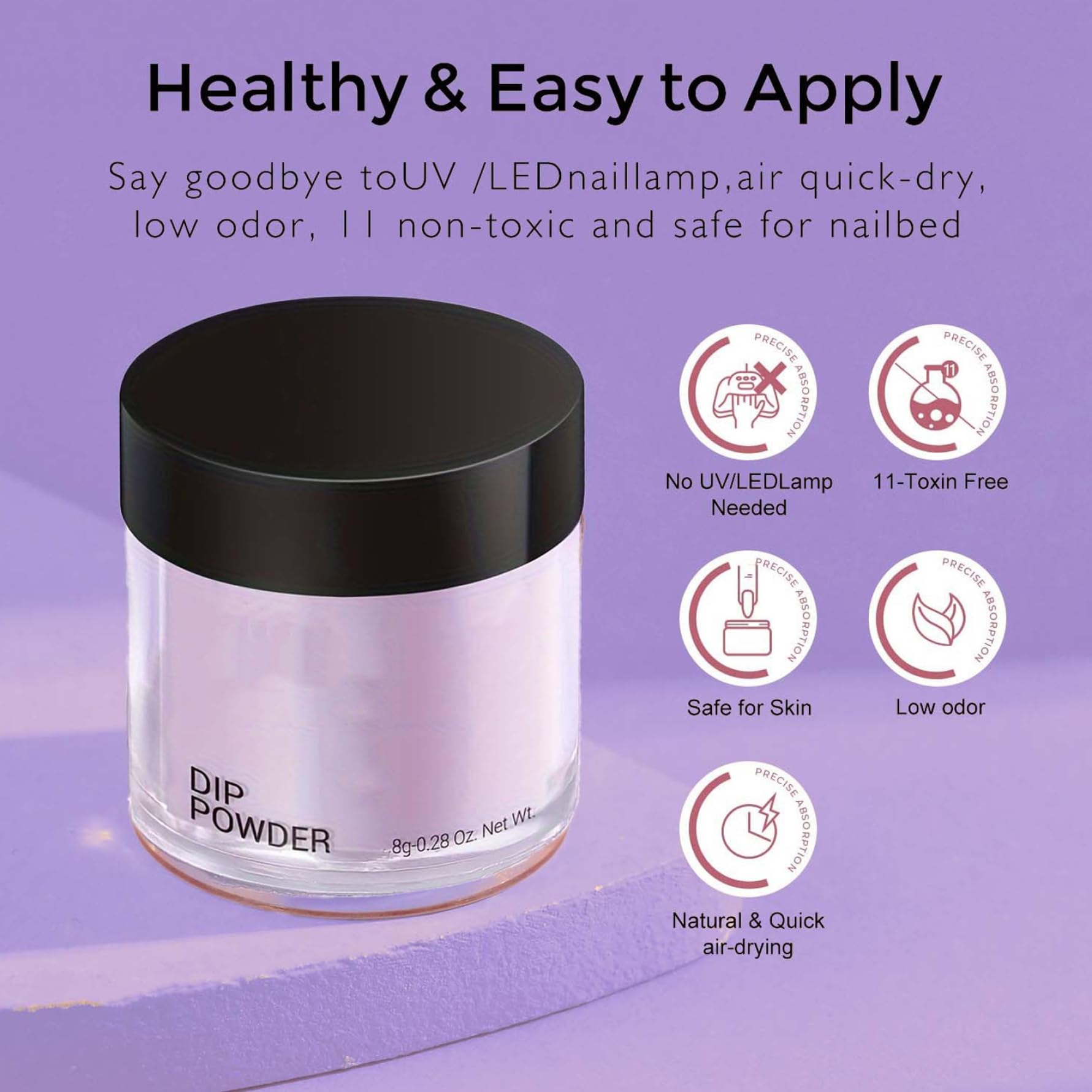 Kit de poudre de trempage pour ongles 4 couleurs, sans danger pour la peau, comprend une base activatrice/une couche finition, un pinceau, un bâton tampon, violet, bleu, longue durée pour les débu
