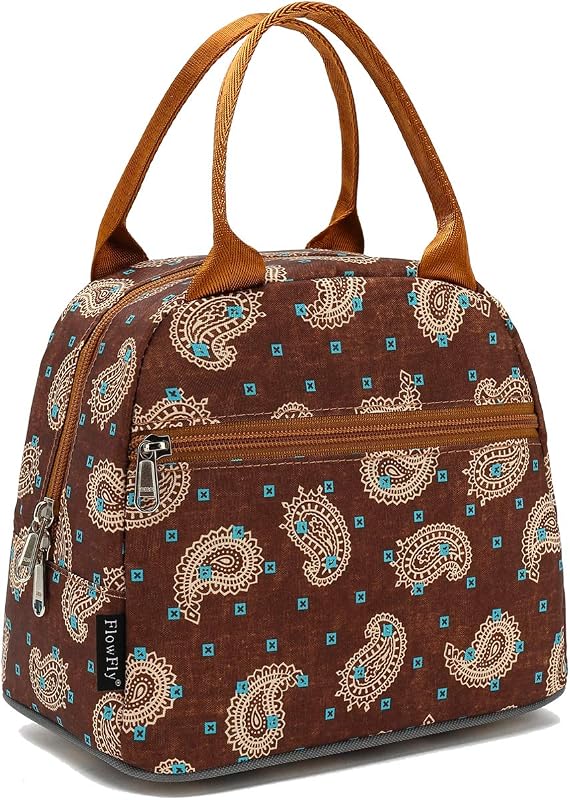 FlowFly Insulated Lunch Cooler Bag - Tote Bag Organizer for Women/Men, Cashew