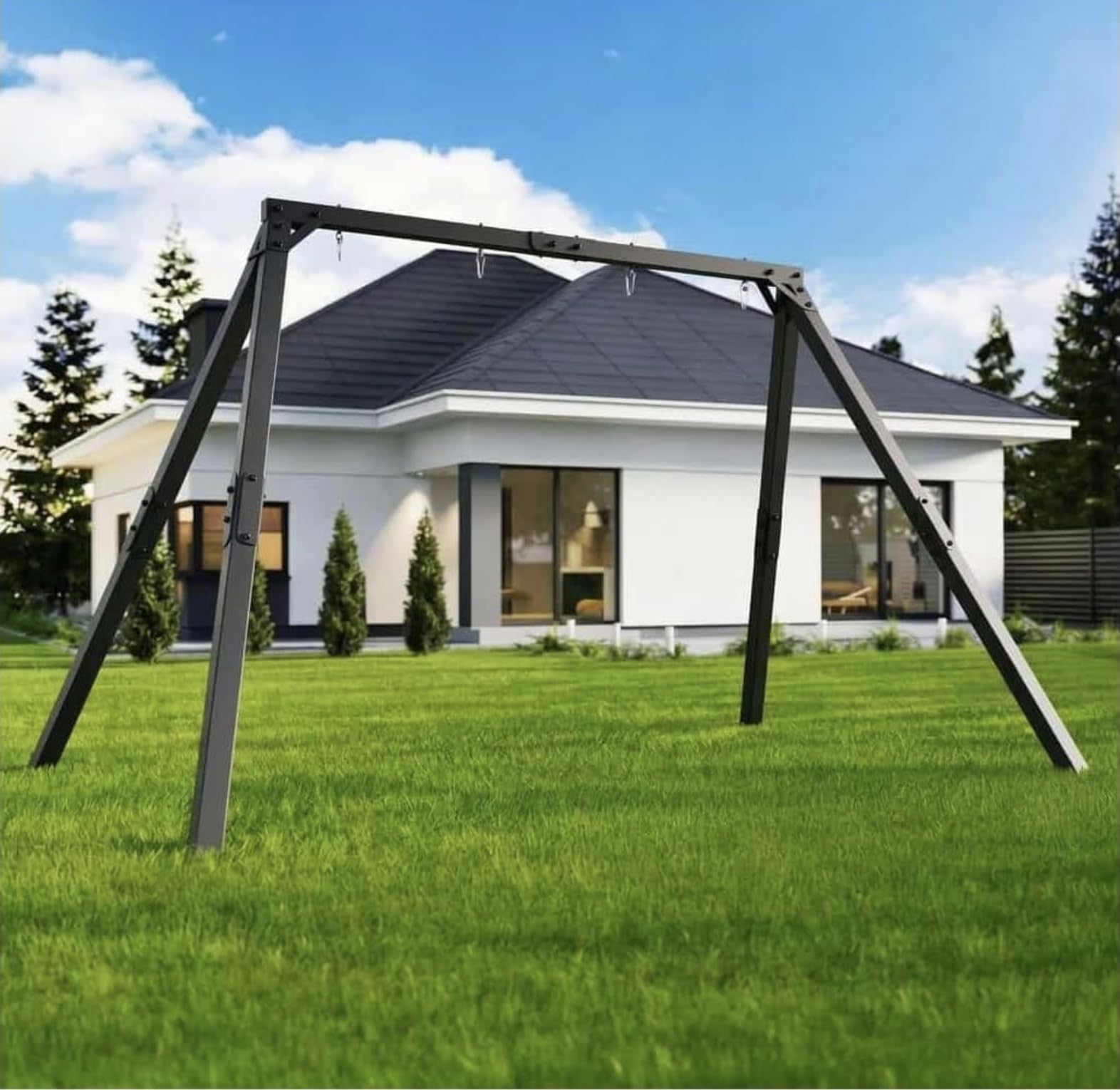 K-Sport: Doppelschaukel Gestell (Metall) I Schaukelgestell bis 250kg belastbar I Outdoor Schaukel I Schaukelgerüst inkl. Bodenanker I Made in EU I Gestell für Nestschaukel & Hollywoodschaukel