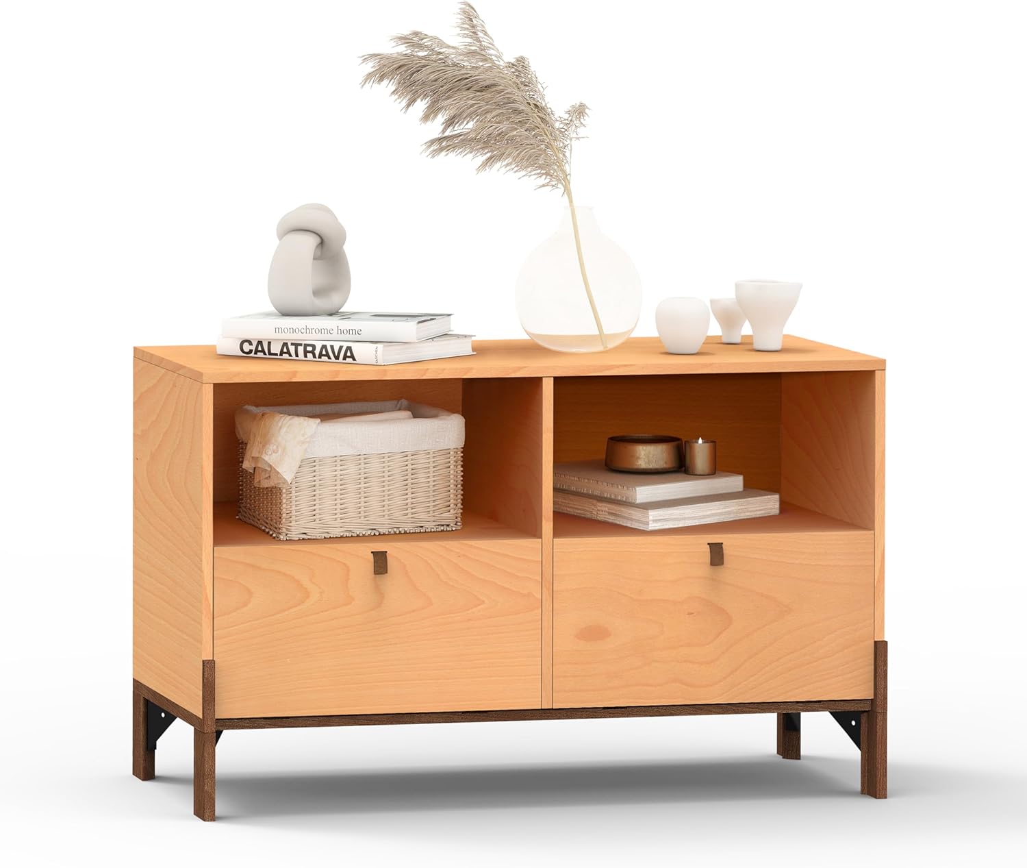 Sebastack TV Stand, Expandable Television Stand, Customizable Coffee Table with Drawer, Entertainment Center and Media Console with Storage for Living Room, Bedroom, 31 inch Beech Color (1 pcs)