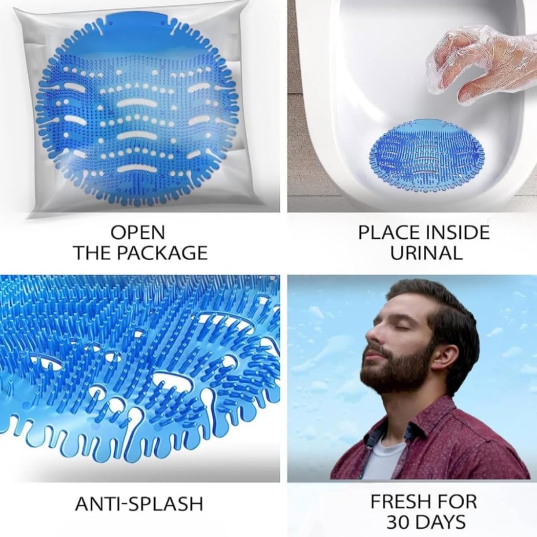 SGERUFZ Paquete de 3 Rejillas Urinario con Aroma, Inserción Universal para Orinal Adulto, Urinal Screen Desodorante, Pastel de Urinario