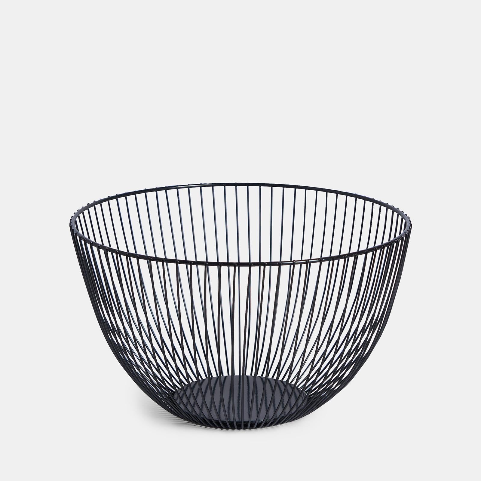 OHS Round Black Wire Fruit Basket Fruit Bowl, Large Rust Resistant Fruit Storage Basket for Kitchen Counter Home Decor Table Centrepiece Decorative Organiser for Vegetables Snack Countertop Bowl