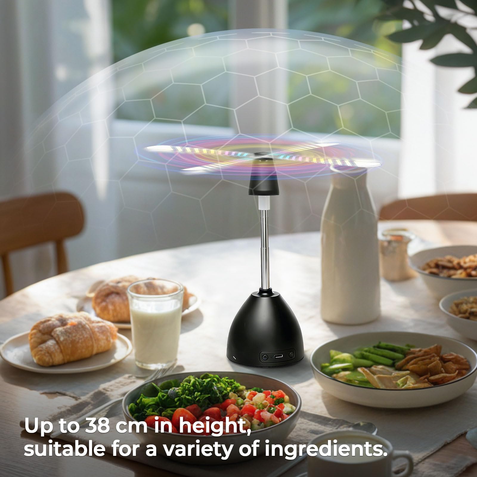 Ventilatore antimosca, confezione da 4 trappole per zanzare con regolazione in altezza, 8 modalità di illuminazione RGB, senza sostanze chimiche, controllo fisico degli insetti, per feste, barbecue