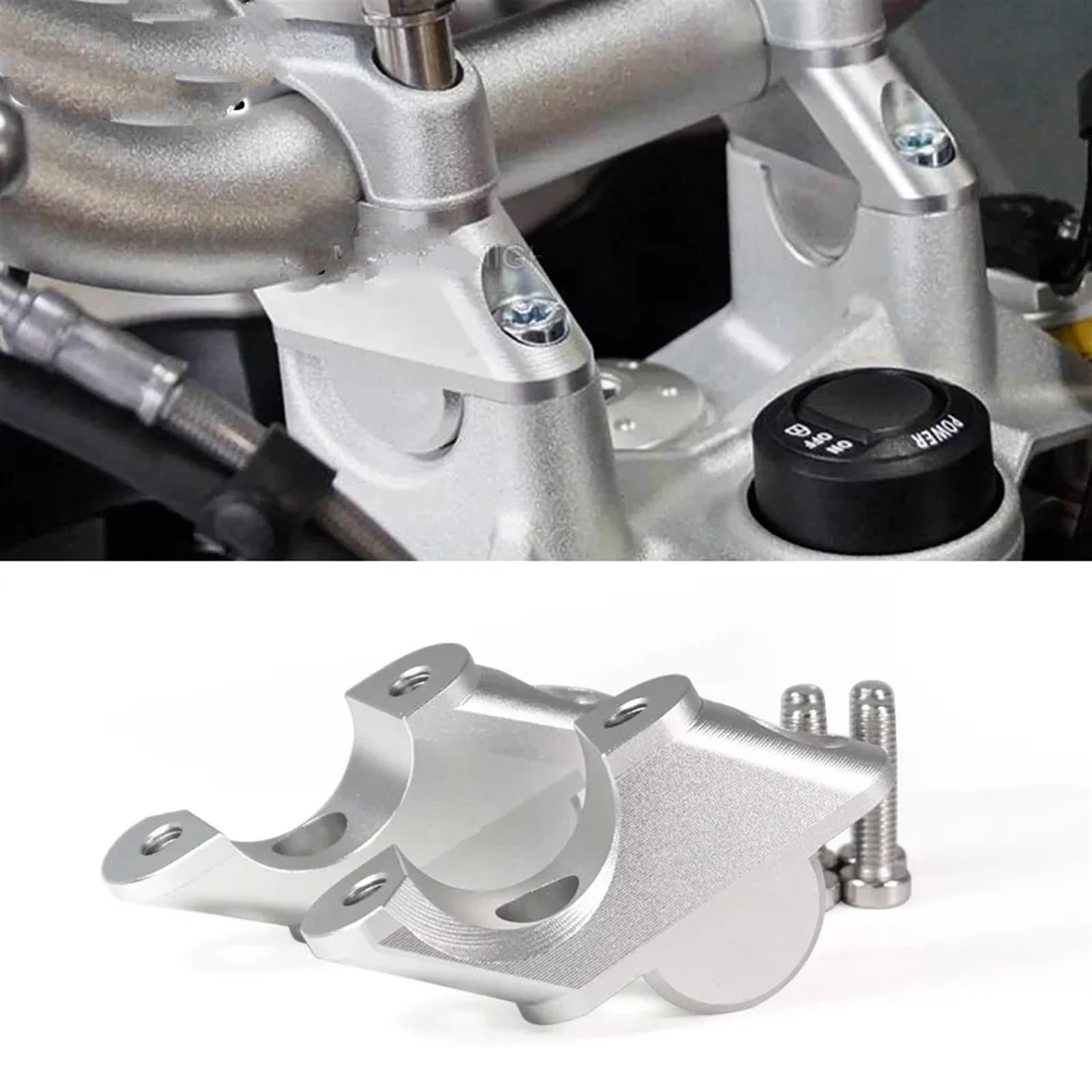 Riser Manubri Moto BMW R1200R LC 2015-2019 R1250R LC 2019-2023 Adattatore Manubrio Argento