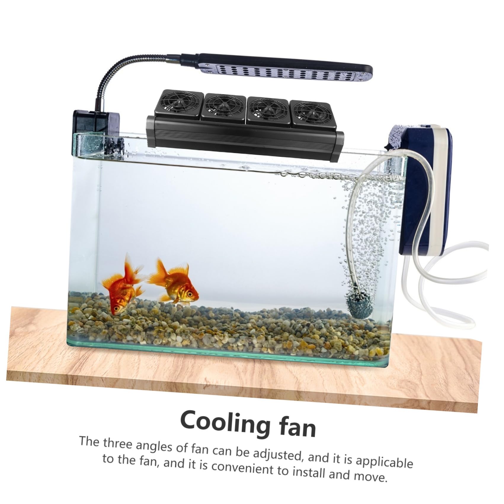 Ciieeo Verstellbarer Aluminiumlegierung Kunststoff Aquarium Kühlventilator aus Sommerurlaub 2 stufige Windgeschwindigkeit und Geeignet für Süß und Salzwasseraquarien