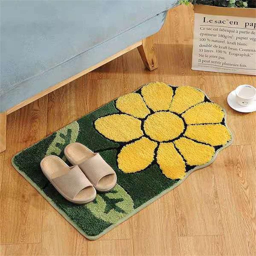 Nordic Fluffy Carpet Area Carpet Bathroom Floor Floral Absorbent Non-Slip mat Bathroom mat Door mat(E,40 * 60cm)