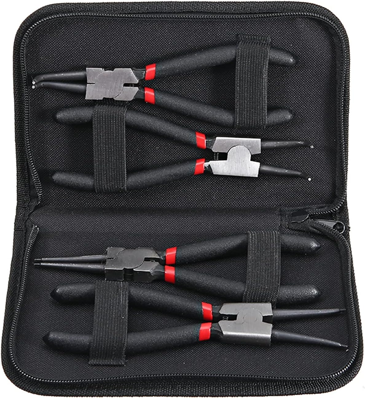 RAKUTE 4pcs Heavy Duty Circlip Pliers Kit Outside Inside 7" 180mm Right