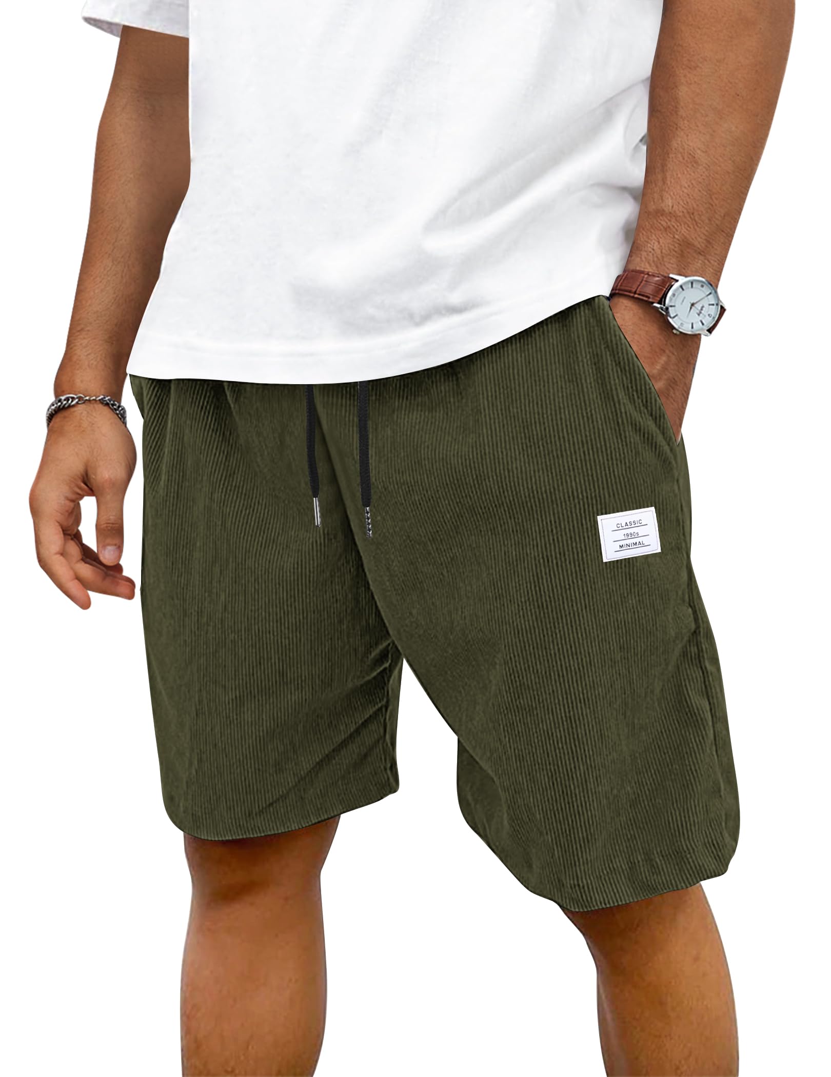 TARAINYA Velluto a Coste Pantaloncini Uomo Cotone Coulisse Estivi Causal Pantaloni Corti Uomo con Tasche
