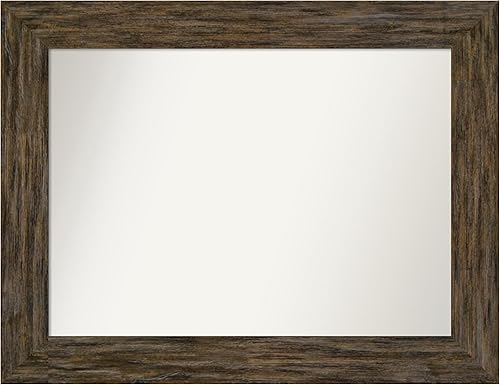 Miniatura 1 de Amanti Art Espejo personalizado, espejo de baño marrón Fencepost, espejo de pared o espejo de tocador de baño sobre el fregadero (30 x 39 pulgadas),