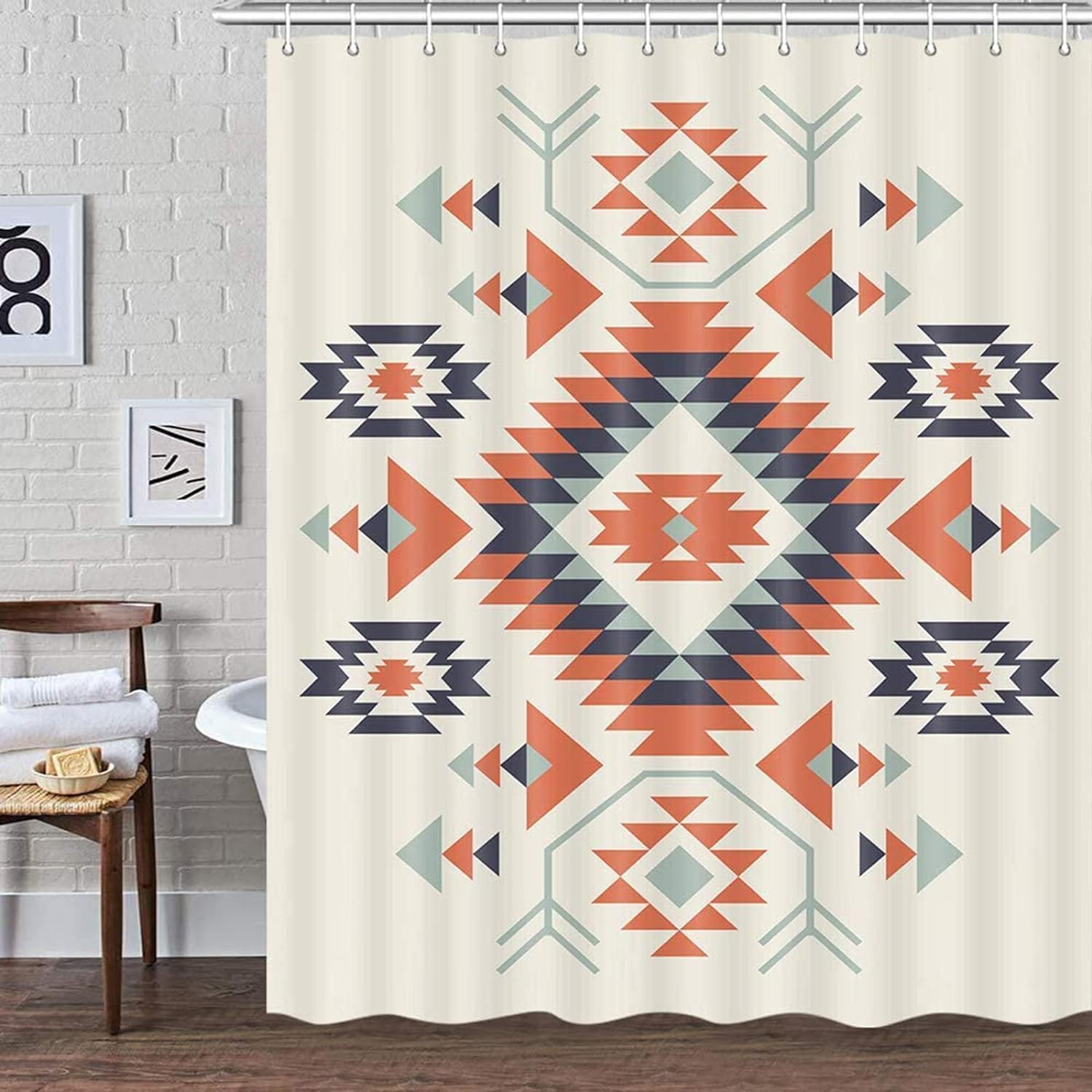 Southwestern Decor Shower Curtain for Bathroom, Southwest Native American Pattern Tribal Navajo Bohemian Fabric Shower Curtains Set, Western Aztec Geometric Restroom Accessories with Hooks 72X84 IN