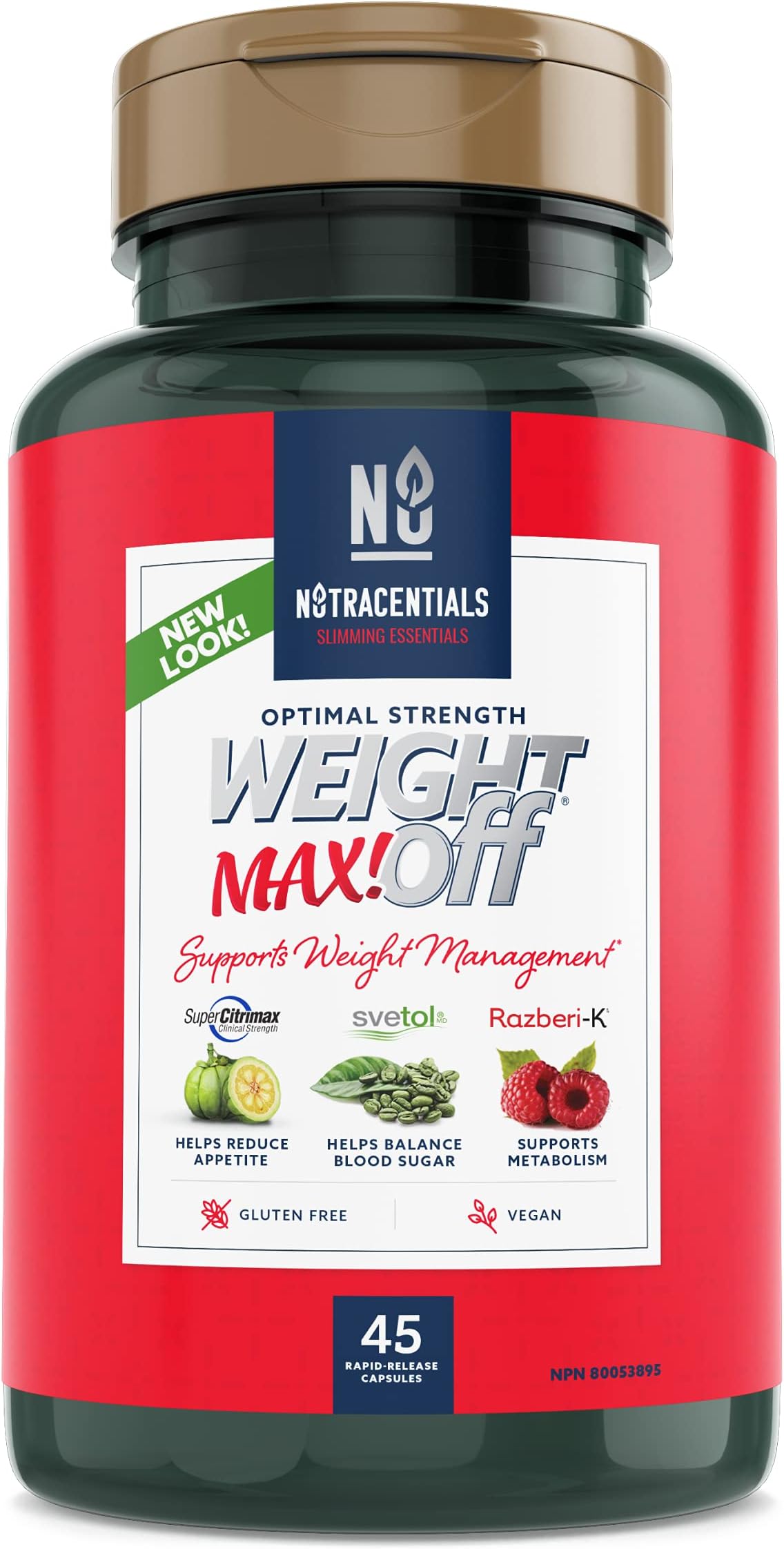NutraCentials WeightOFF MAX! - Extra Strength Weight Loss, Cut Appetite and Ignite Metabolism, 45 Veggie caps